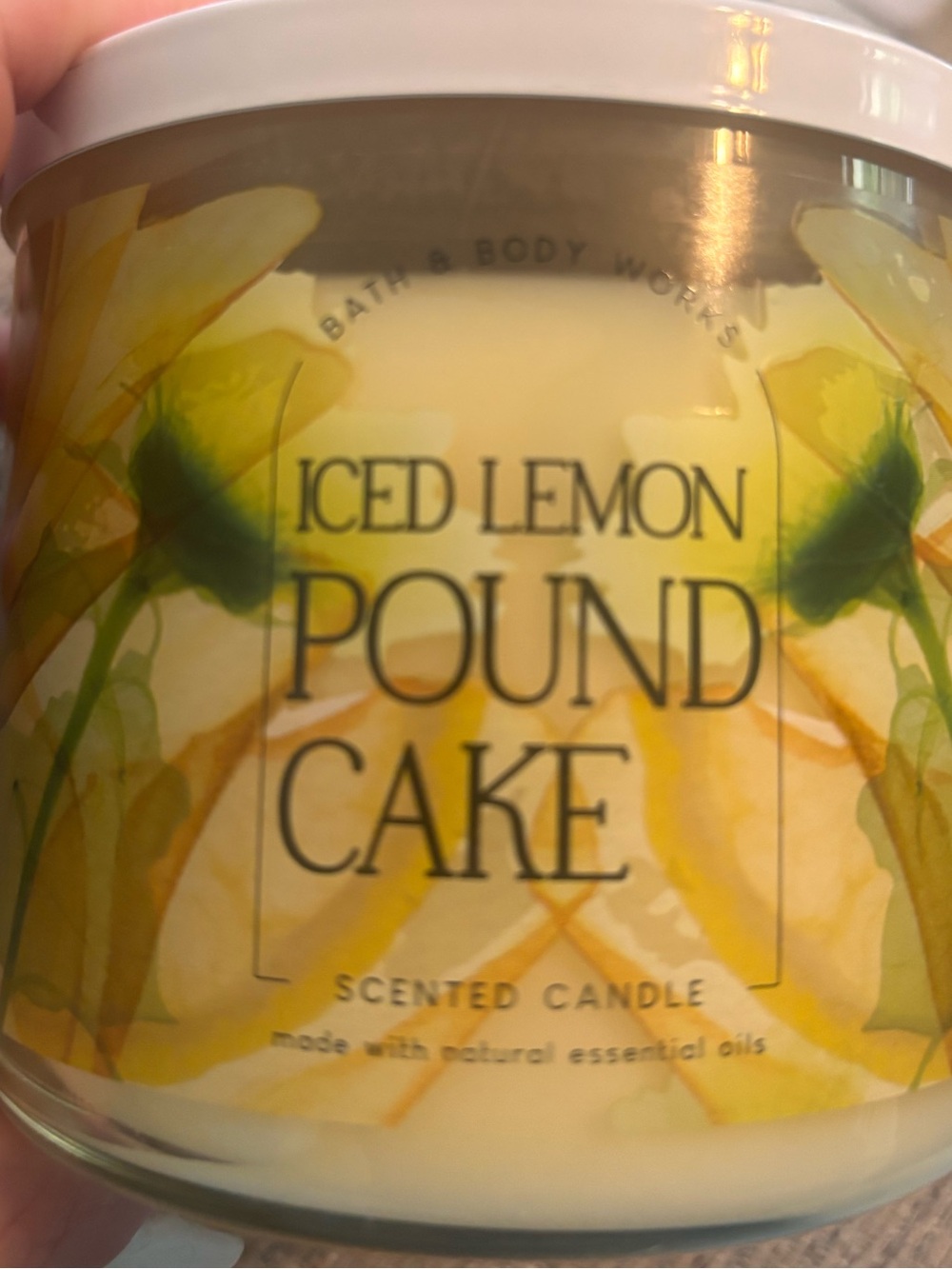 Bath & Body Works Yellow & White Iced Lemon Pound Cake Candle